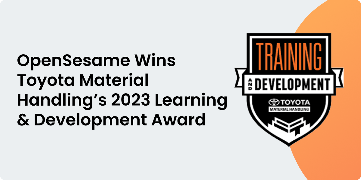 OpenSesame Wins Toyota Material Handling’s 2023 Learning & Development Award